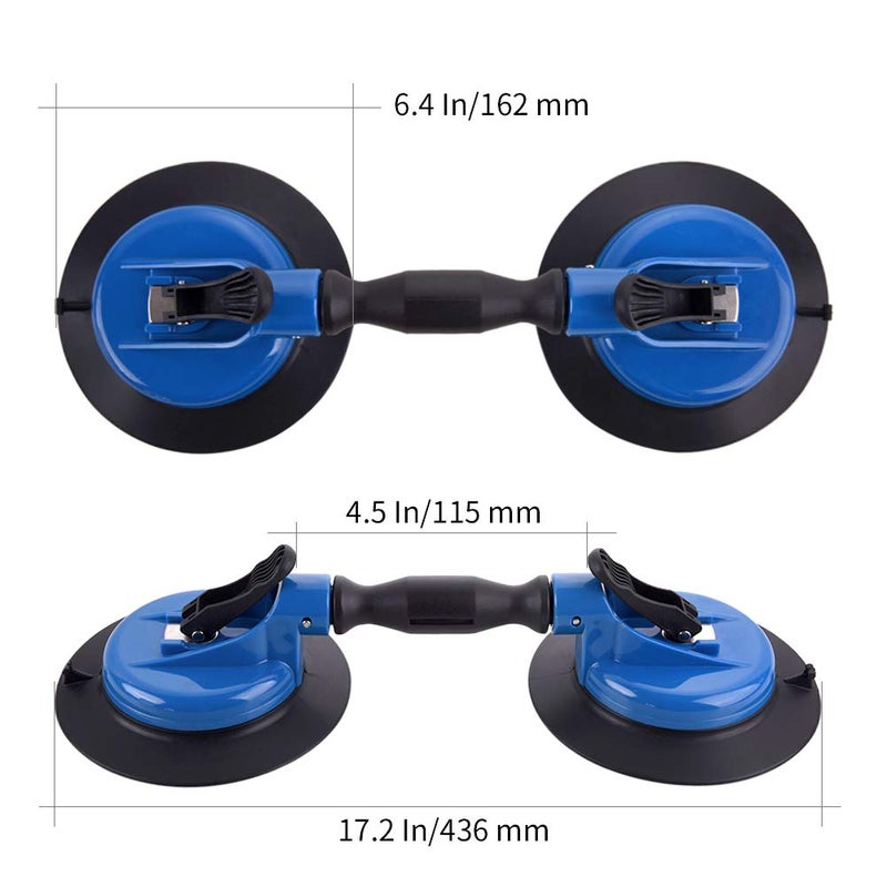 IMT Heavy Duty Vacuum Suction Cup Lifter - 330lb Lift for Glass, Stone & Appliances, Dual Swivel Pads with Ergonomic Grip for Flat & Curved Surfaces - Image 4